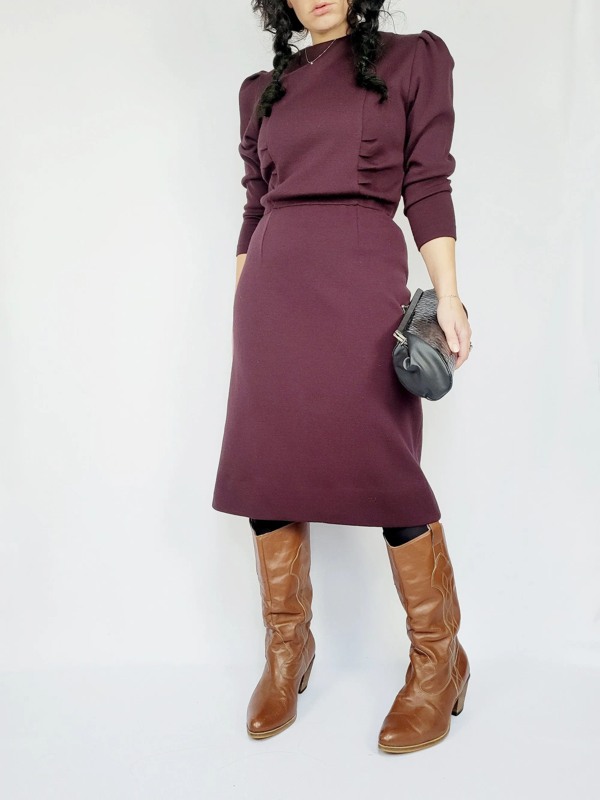 Vintage 60s purple minimalist midi dress