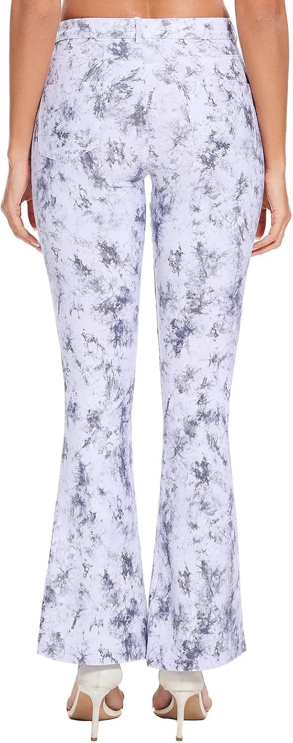 VIPONES Flared Jeans for Women High Waisted Tie Dye Bell Bottom High Stretchy Jeans