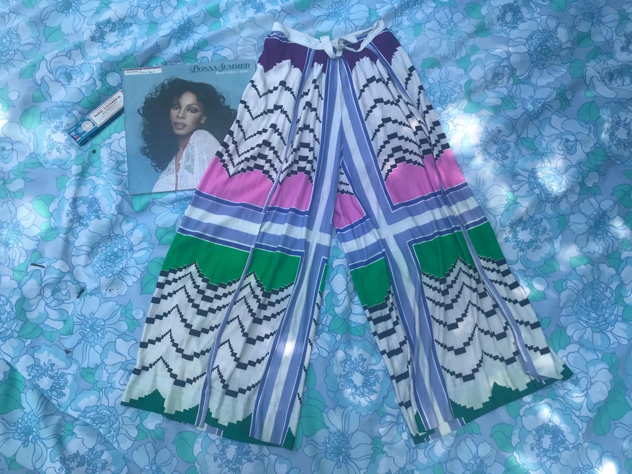 VTG 70s | Boho Hippie Wide Leg Bell Bottom Wrap Round Palazzo Pants | Free Size
