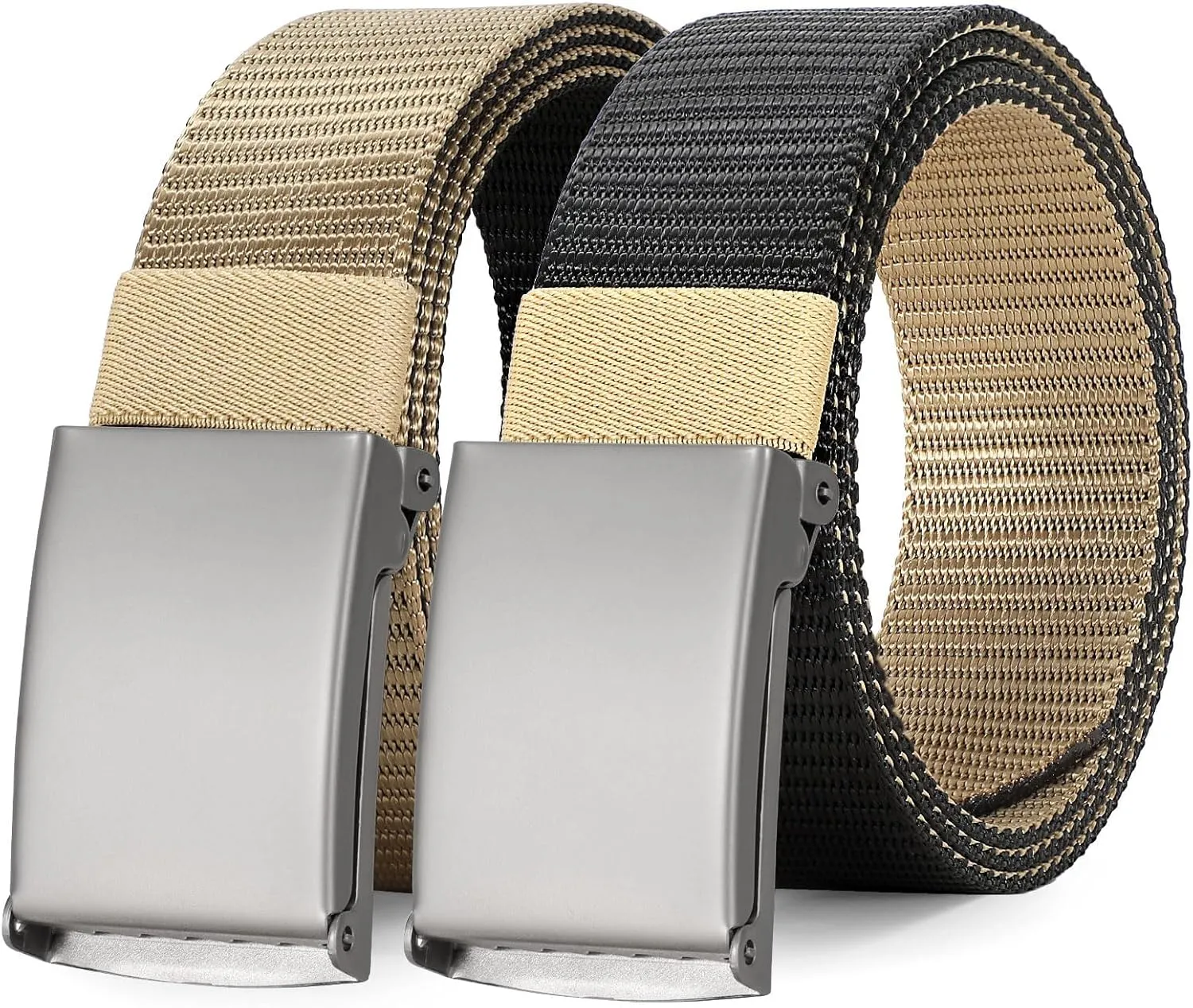 WERFORU Men Tactical Belt Nylon Belt for Men Golf Belt Reversible Belt with Flip-Top Metal Buckle Hiking Work-2-in-1 Belt