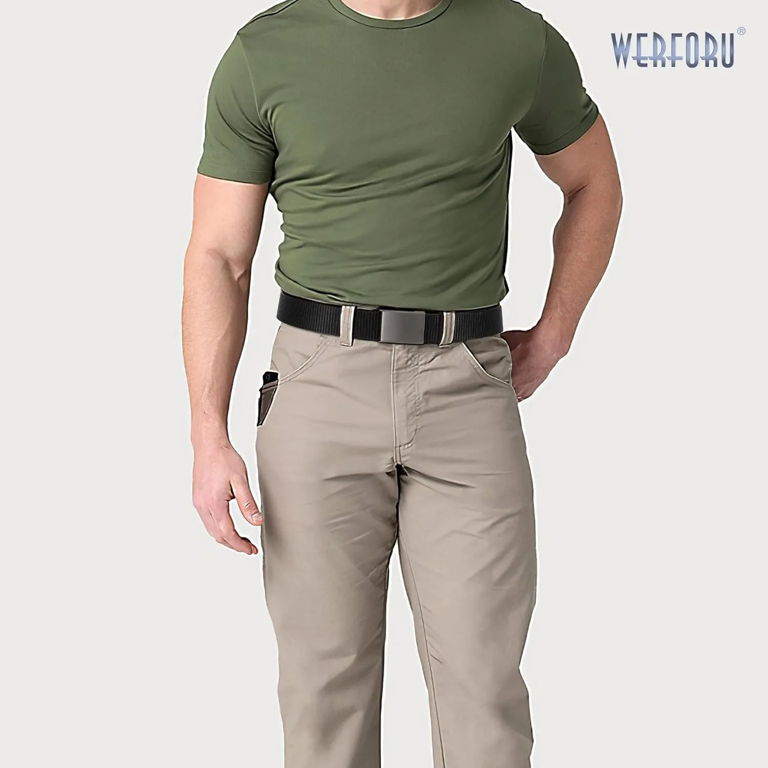 WERFORU Men Tactical Belt Nylon Belt for Men Golf Belt Reversible Belt with Flip-Top Metal Buckle Hiking Work-2-in-1 Belt