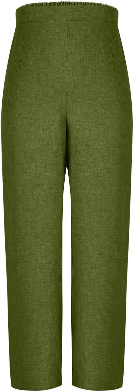 Womens Beach Pant Lightweight Soft Wide Leg Smart Trousers Lounge Trendy Straight Leg Pull on Palazzo Pant