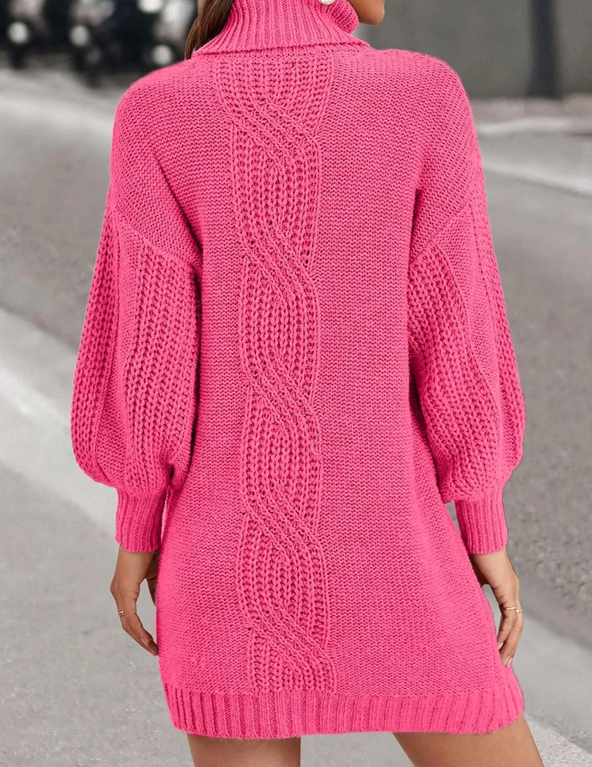 Womens Cute Turtleneck Cable Knit Sweater Dress Fall 2024 Dressy Casual Lightweight Slim Fit Mini Dresses
