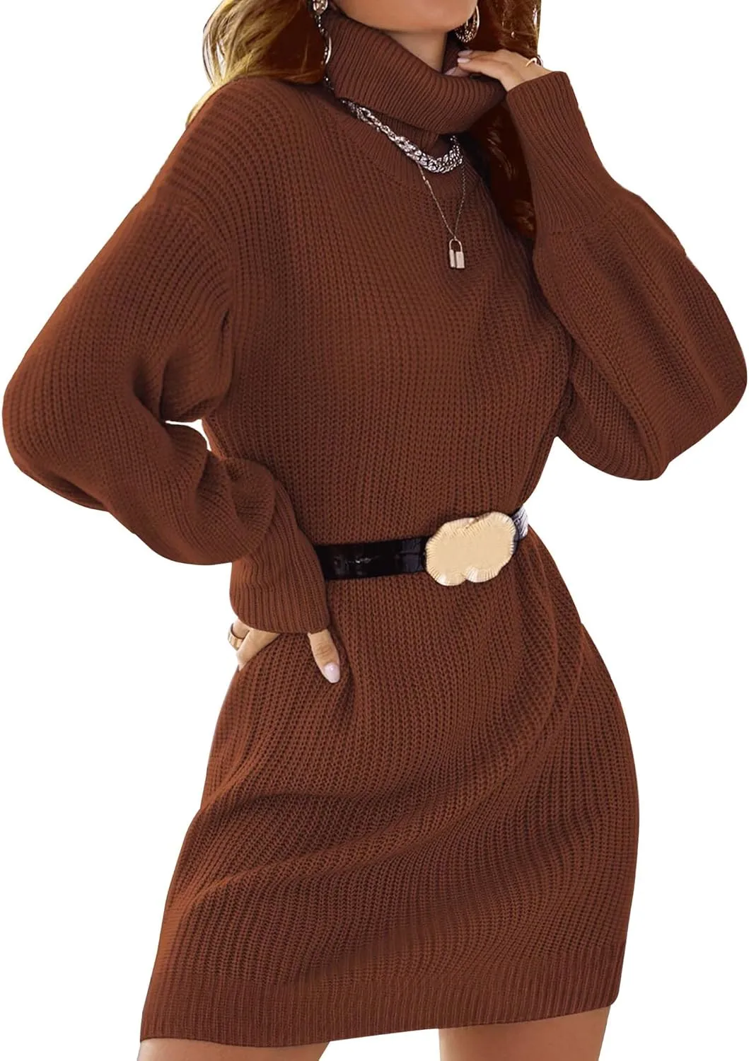 Womens Cute Turtleneck Cable Knit Sweater Dress Fall 2024 Dressy Casual Lightweight Slim Fit Mini Dresses