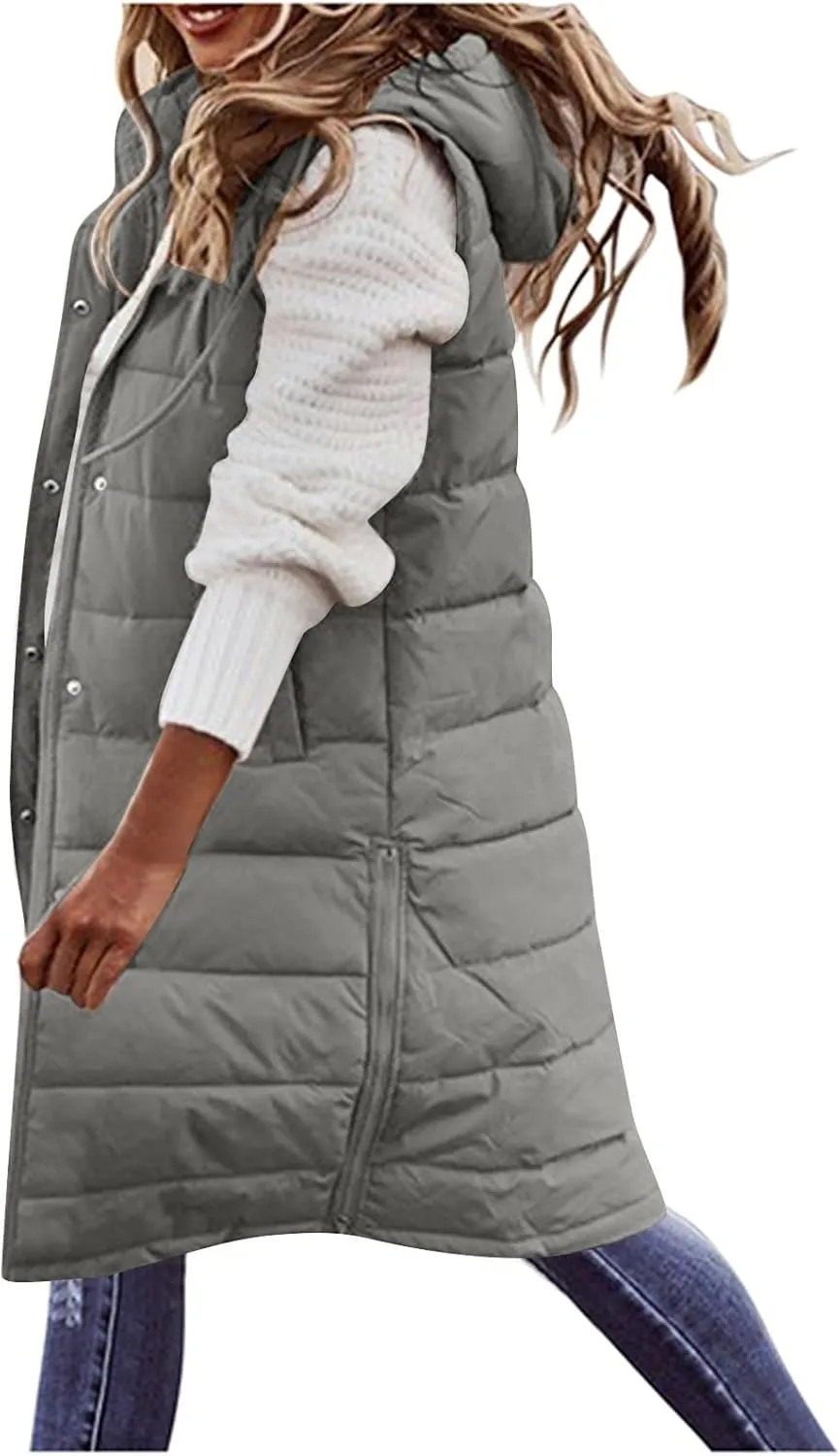 Women's Puffer Jacket Packable Quilted Lightweight Down Parka Plus Size Long Puffy Jacket Light Jacket With Hood