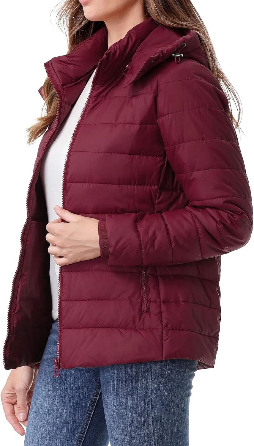 Women's Waterproof Puffer Jacket Quilted Warm Winter Coat Ultra Light Weight Short Down Jacket