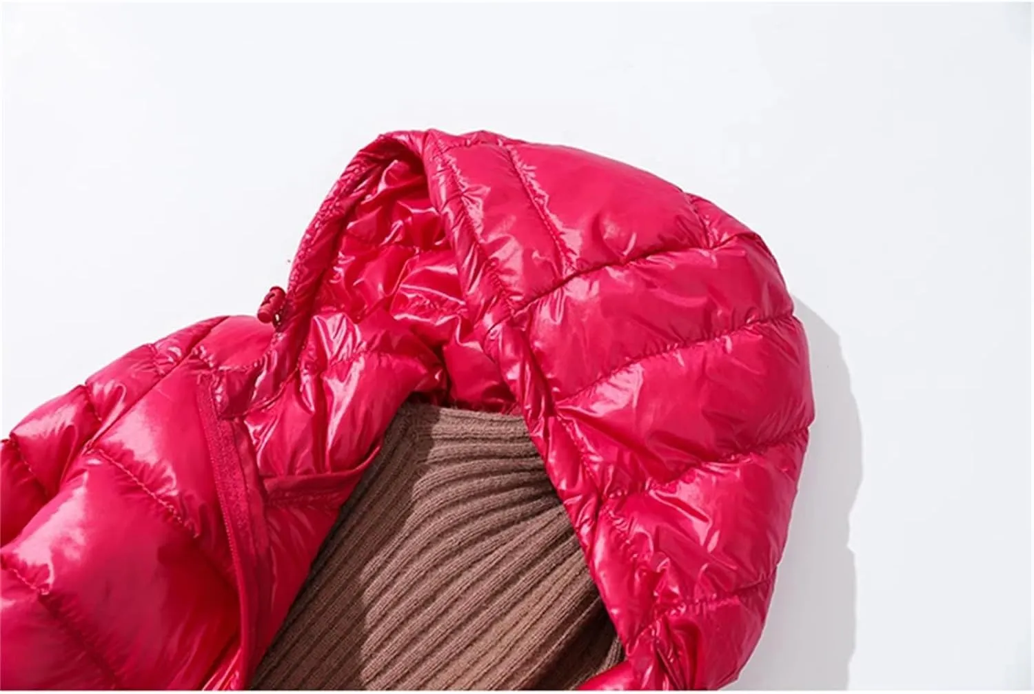 Womens Winter Puffer Coat Light Long Duck Down Jackets Slim Hooded Parkas