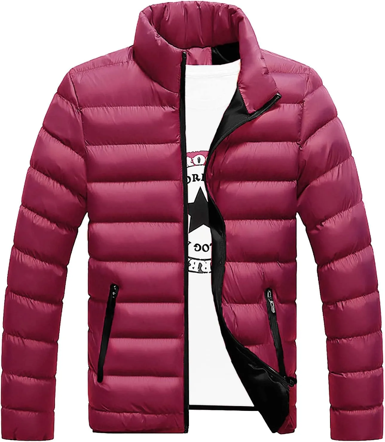 Ymosrh Varsity Jacket Men Men's Autumn Winter Zipper Warm Down Jacket Packable Light Coat Rain Coats