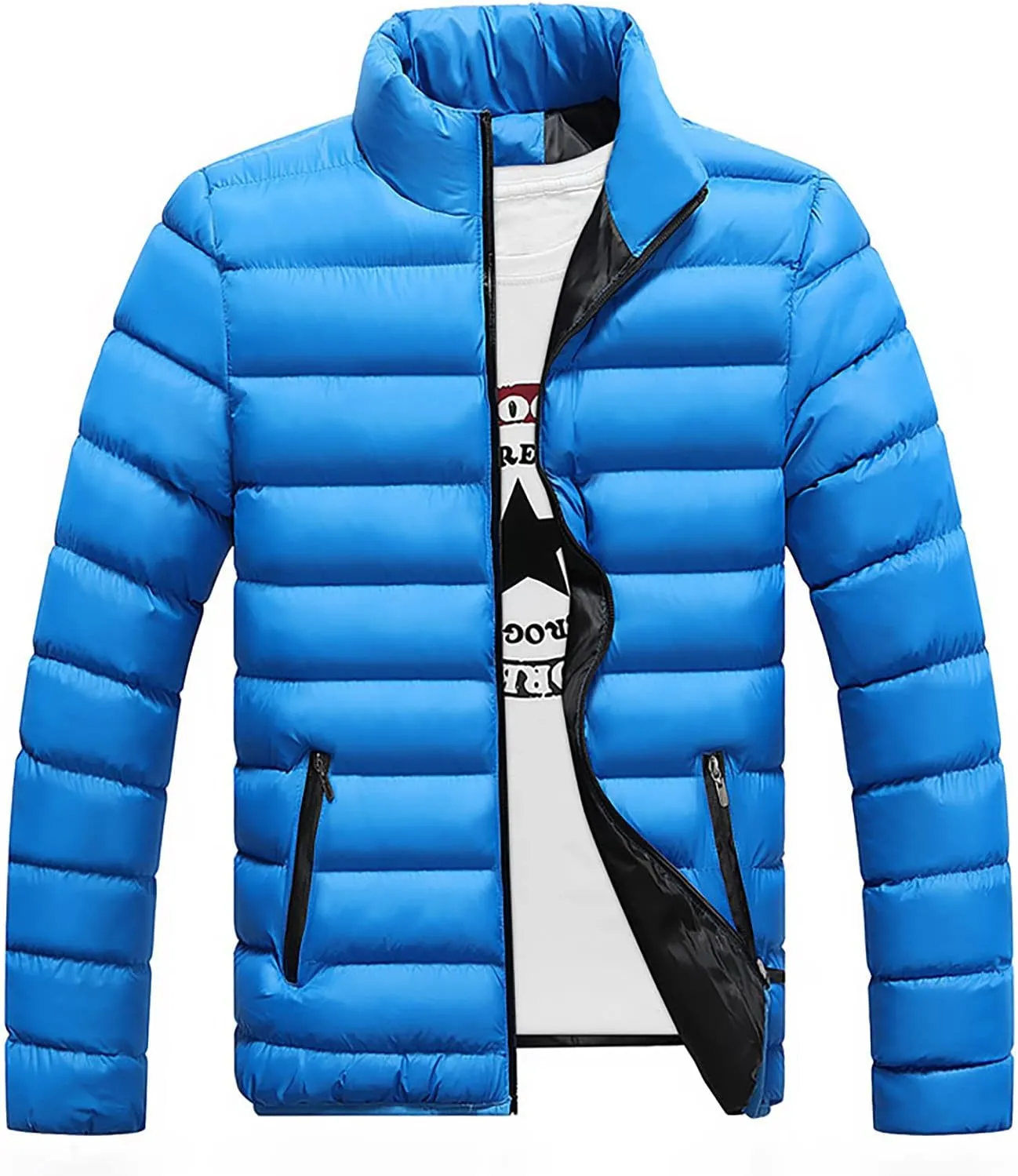 Ymosrh Varsity Jacket Men Men's Autumn Winter Zipper Warm Down Jacket Packable Light Coat Rain Coats