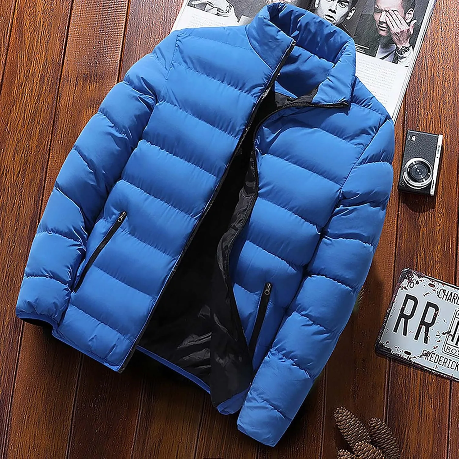 Ymosrh Varsity Jacket Men Men's Autumn Winter Zipper Warm Down Jacket Packable Light Coat Rain Coats