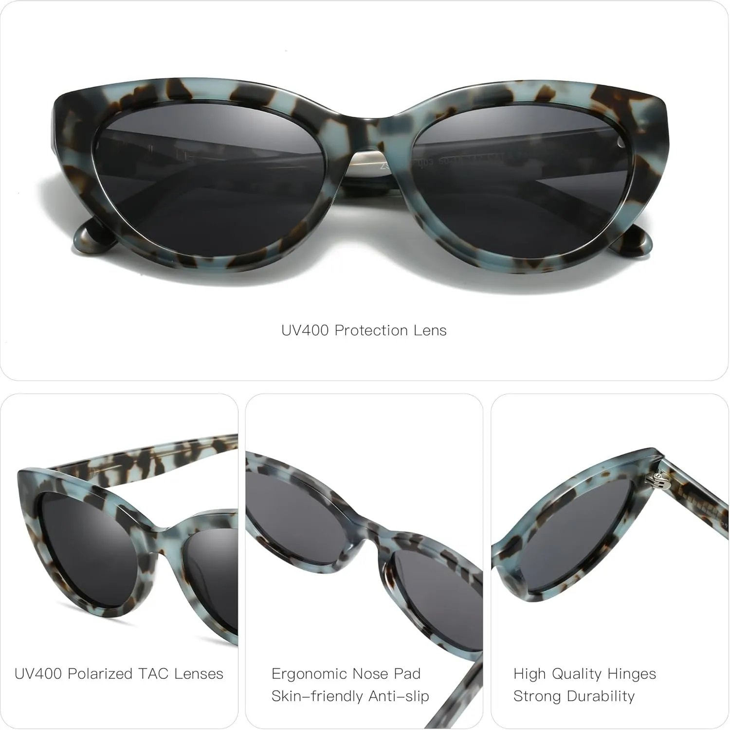 ZENOTTIC Trendy Polarized Women Sunglasses: Retro Cateye Shades for Ladies - Sun Glasses with UV400 Protection