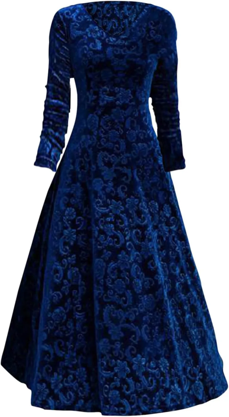 ZYXTIM Women's Elegant Wrap Flared Midi Dress V-Neck Velvet Stretchy Long Dress Plus Size Party Wedding Guest Cocktail Dress